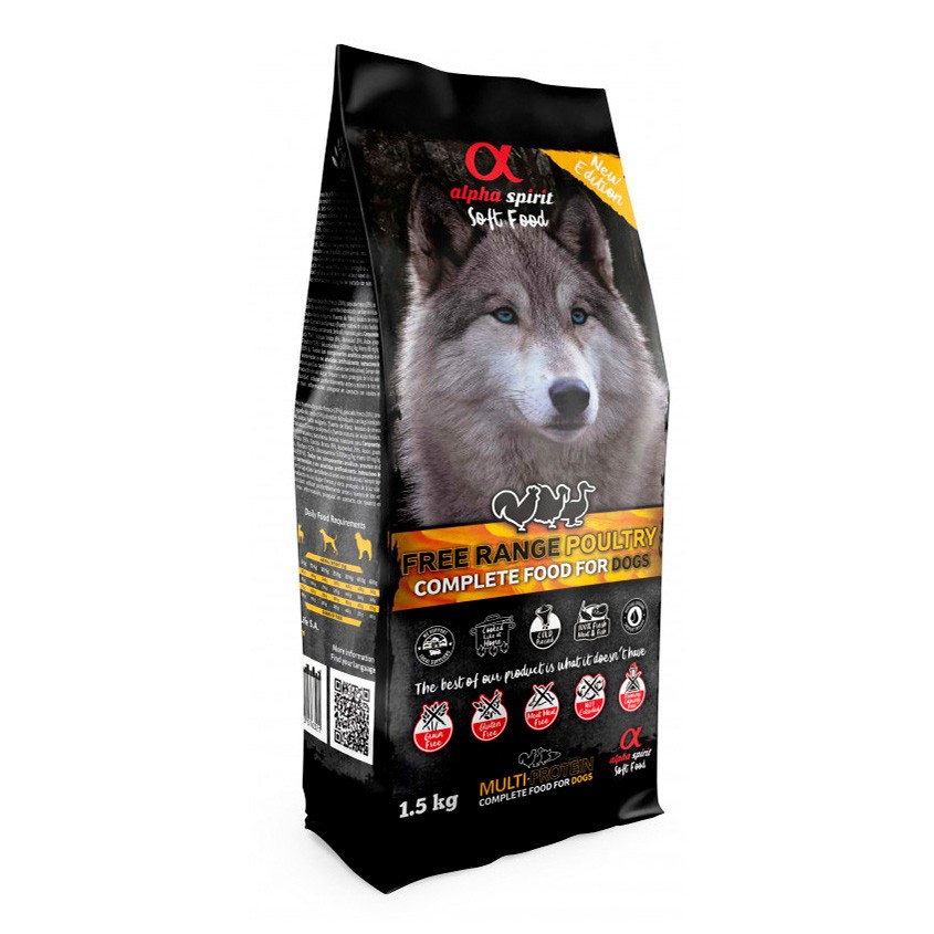 Alpha Spirit alimento semihúmedo para perros de aves de corral 1,5kg