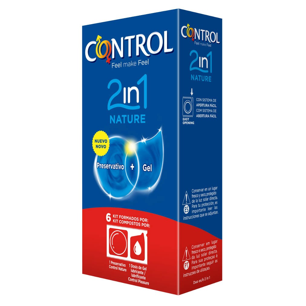 Control nature 2en1 preservativo+lubricante 6u