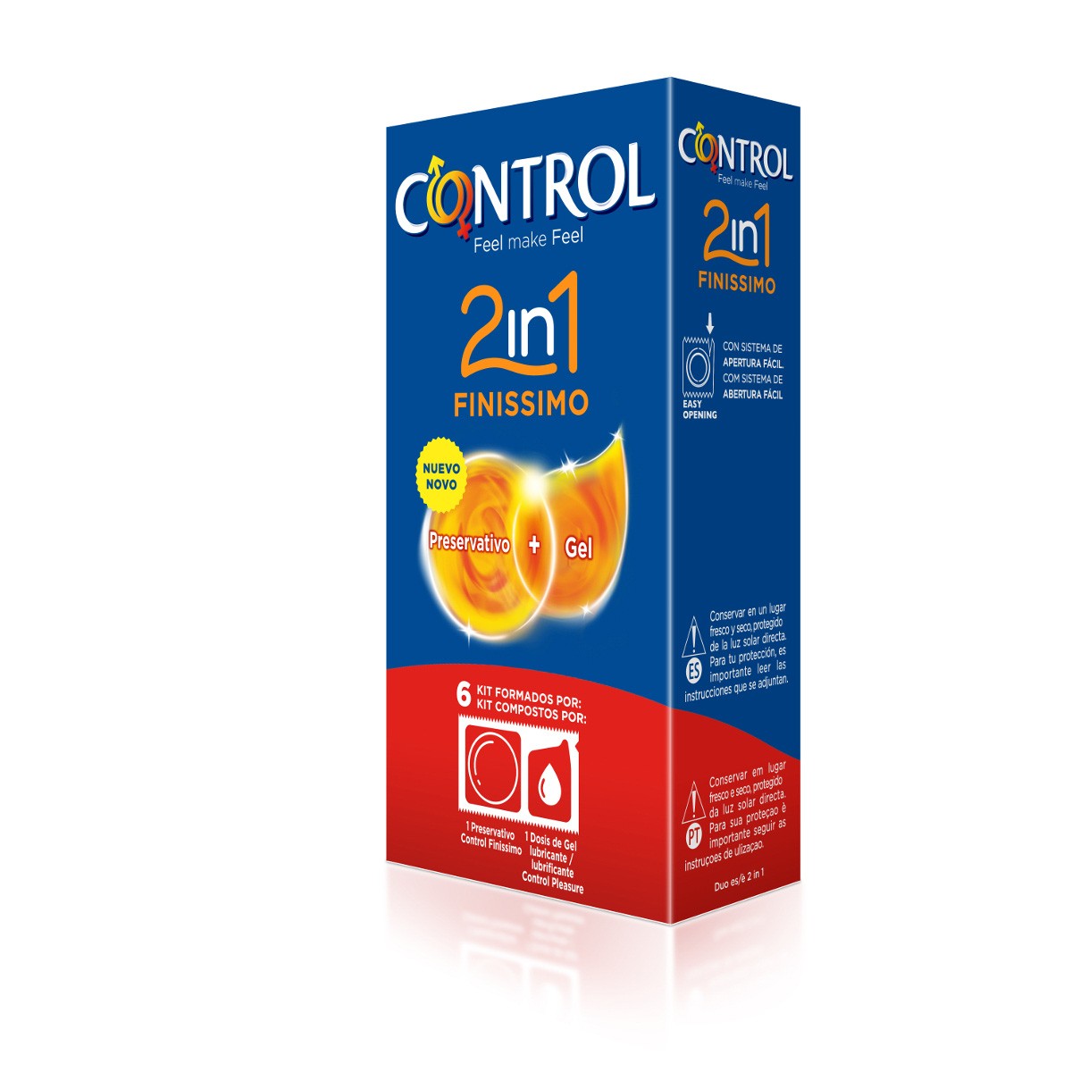 Control finisimo 2en1 preservativo+lubricante 6u