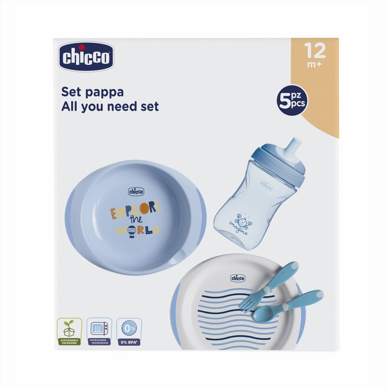 Chicco set completo comida azul 12m+