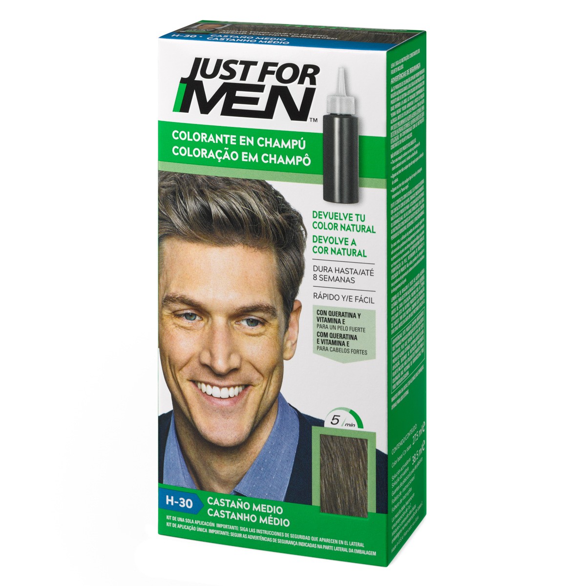 Just for men colorante en champú castaño medio