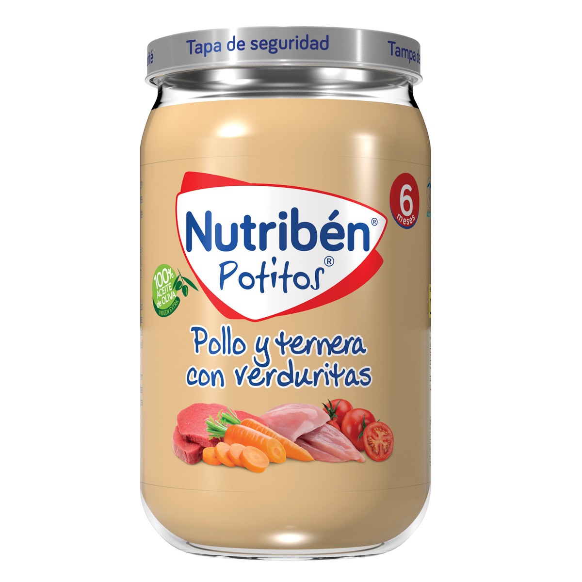 Nutribén Potito pollo, ternera con menestra de verduras 235gr