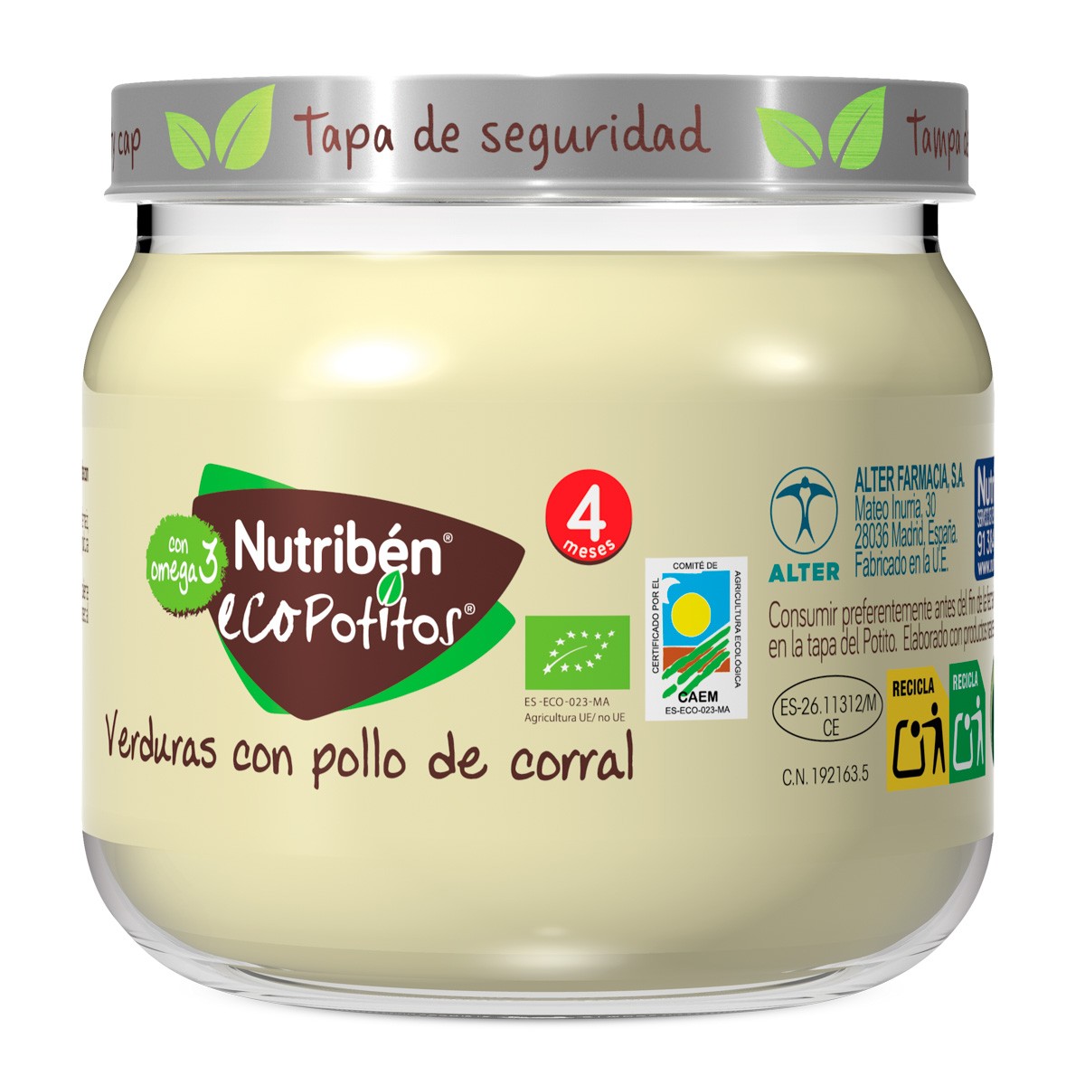 Nutribén Ecopotitos judías verdes con pollo de corral y omega3 120g