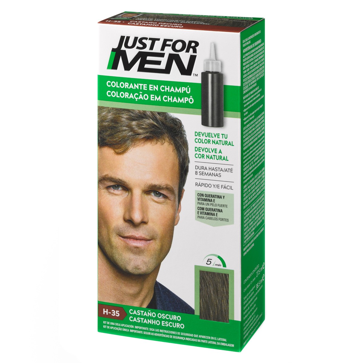 Just for men colorante en champú castaño oscuro